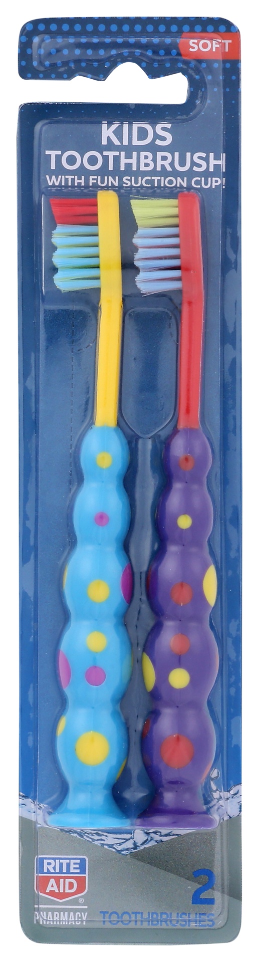 slide 1 of 2, Rite Aid Kids Toothbrush with Suction Cups, 2 ct