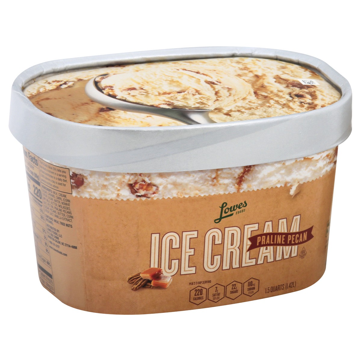 slide 4 of 5, Lowes Foods Ice Cream Premium Praline Pecan, 48 oz