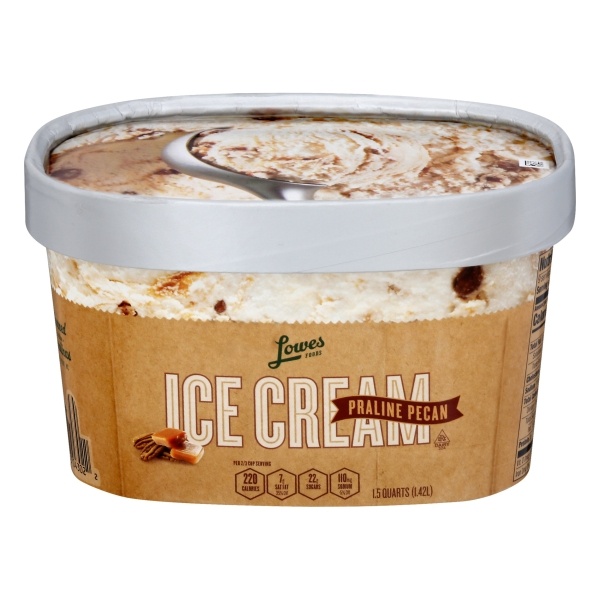 slide 1 of 5, Lowes Foods Ice Cream Premium Praline Pecan, 48 oz