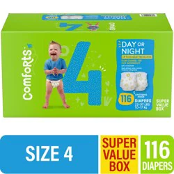 Comforts™ Day or Night Baby Diapers Size 4 (22-37 lbs) Super Value Box