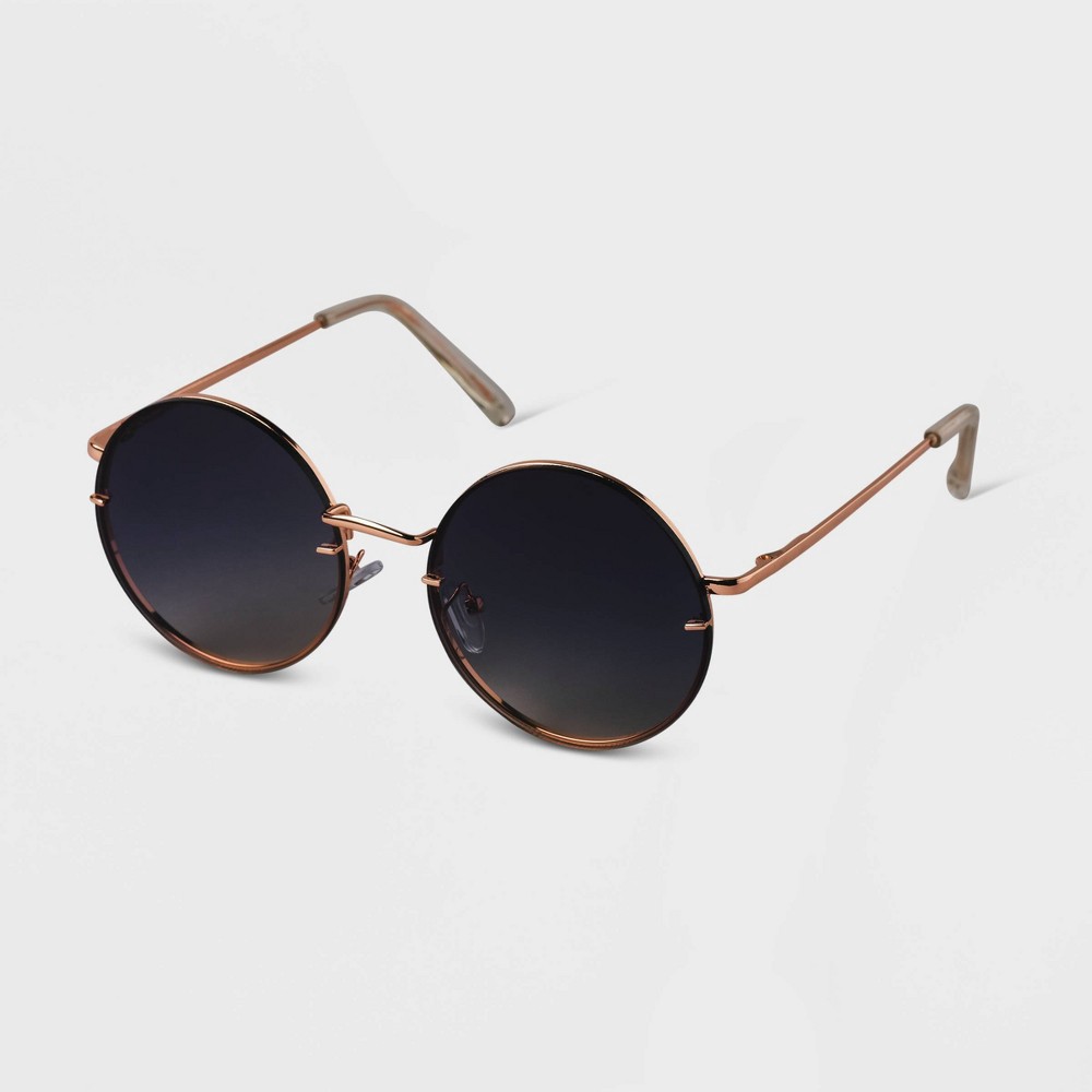 slide 2 of 2, Women's Oversized Metal Round Sunglasses - A New Day Gold, 1 ct