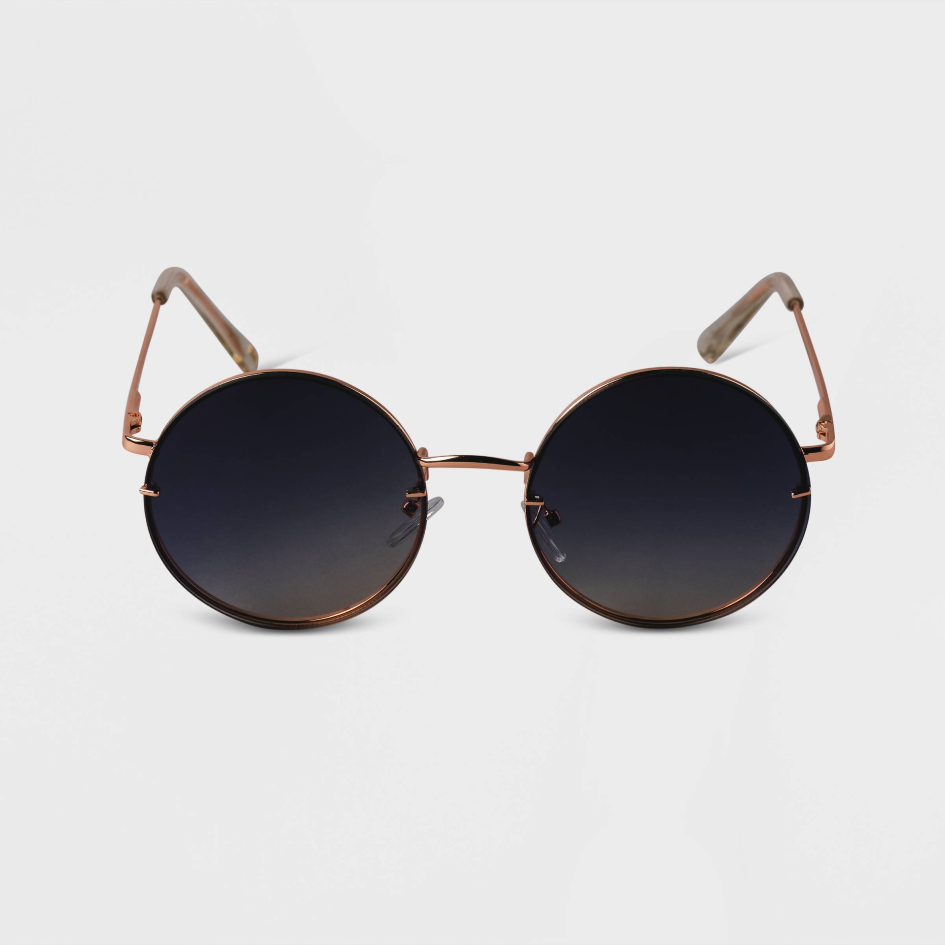 slide 1 of 2, Women's Oversized Metal Round Sunglasses - A New Day Gold, 1 ct