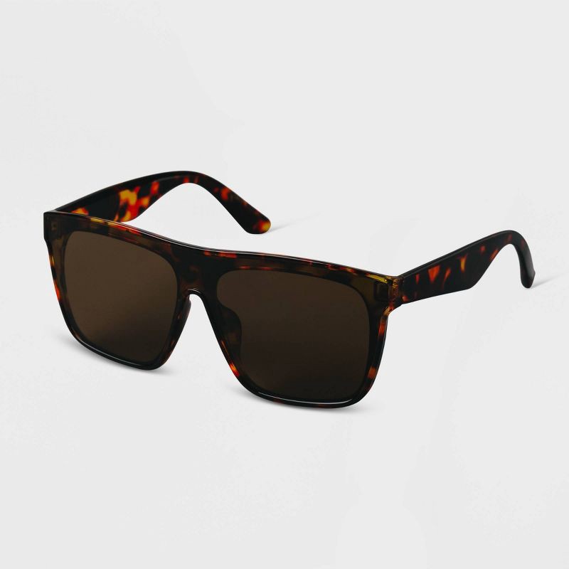 slide 2 of 2, Women's Tortoise Shell Plastic Shield Sunglasses - A New Day™ Brown, 1 ct