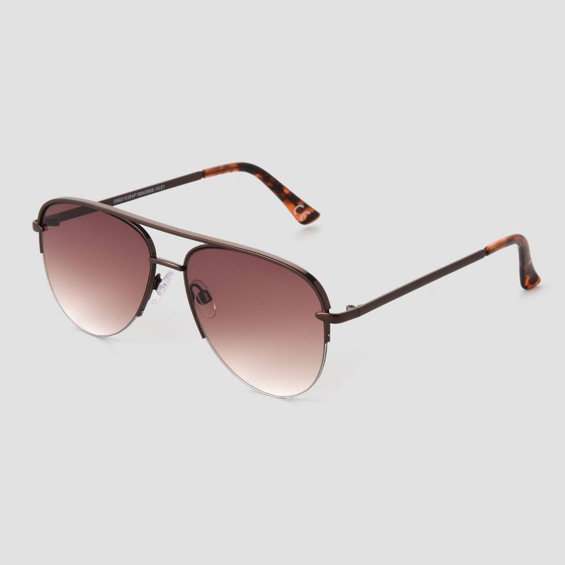 slide 2 of 2, Women's Tortoise Shell Print Aviator Sunglasses - Universal Thread™ Light Brown: Scratch-Resistant, UV Protection, 1 ct