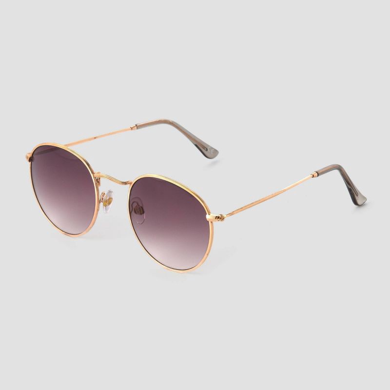 slide 2 of 2, Women's Narrow Metal Round Sunglasses - Universal Thread™ Gold, 1 ct