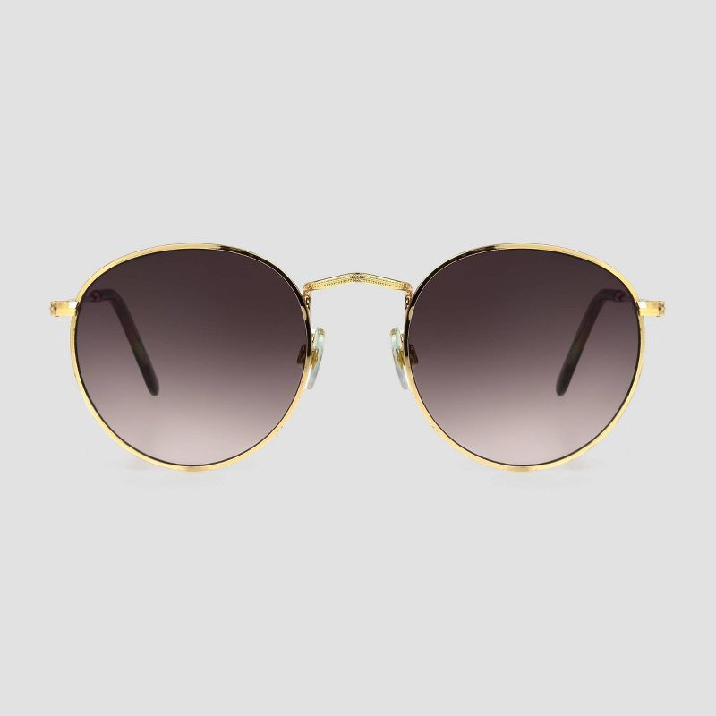 slide 1 of 2, Women's Narrow Metal Round Sunglasses - Universal Thread™ Gold, 1 ct