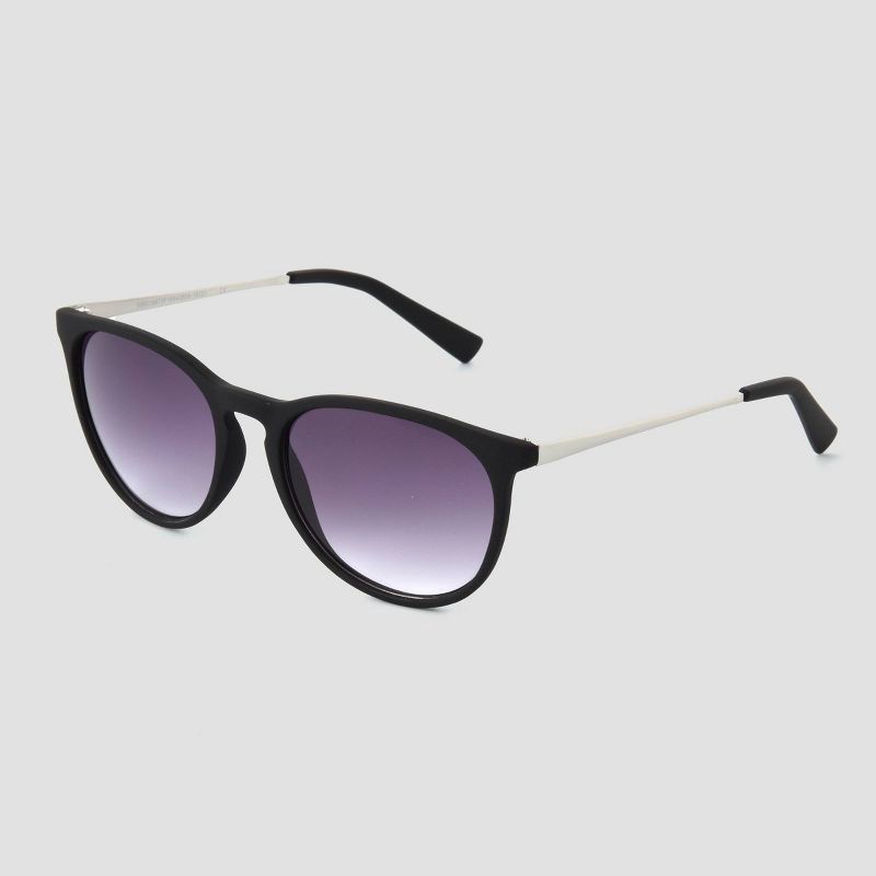 slide 2 of 2, Women's Plastic Round Sunglasses - Universal Thread™ Black, 1 ct