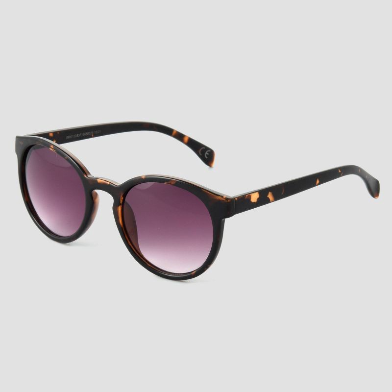 slide 2 of 2, Women's Tortoise Shell Print Narrow Geo Round Sunglasses - Universal Thread™ Brown: Scratch-Resistant, UV Protection, 1 ct