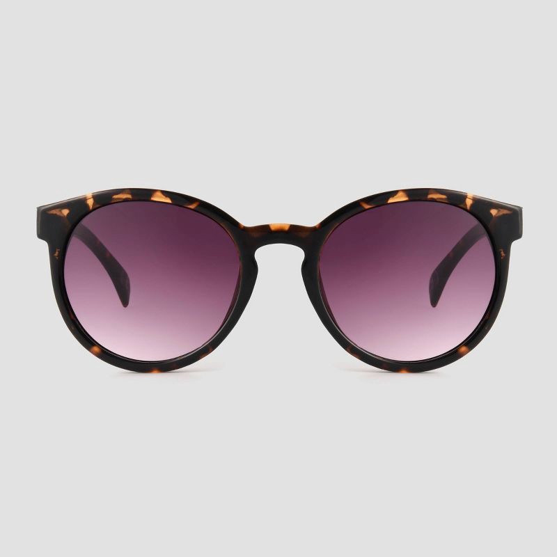 slide 1 of 2, Women's Tortoise Shell Print Narrow Geo Round Sunglasses - Universal Thread™ Brown: Scratch-Resistant, UV Protection, 1 ct