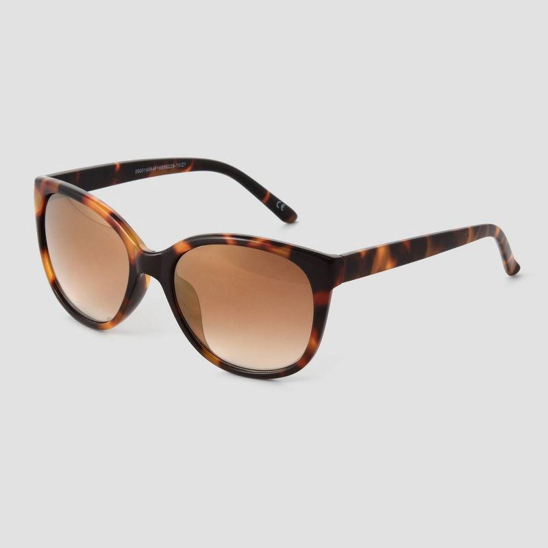 slide 2 of 2, Women's Tortoise Shell Print Glossy Plastic Cateye Sunglasses - Universal Thread™ Brown: Scratch-Resistant, UV Protection, 1 ct