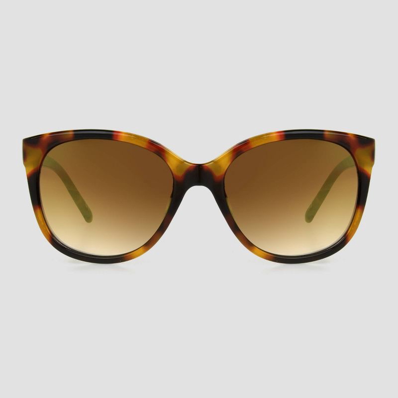 slide 1 of 2, Women's Tortoise Shell Print Glossy Plastic Cateye Sunglasses - Universal Thread™ Brown: Scratch-Resistant, UV Protection, 1 ct