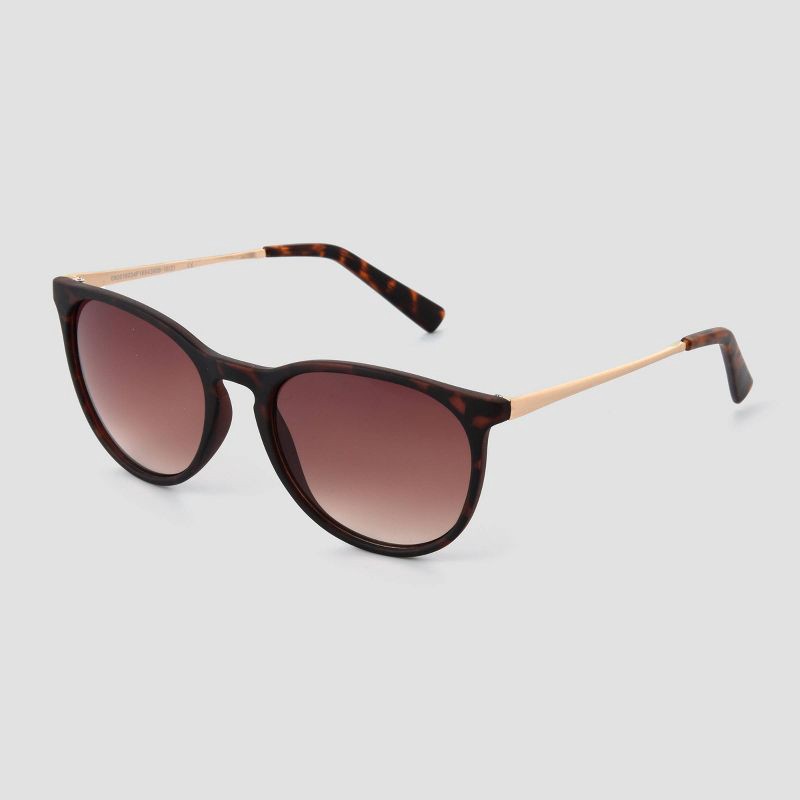 slide 2 of 2, Women's Tortoise Shell Print Plastic Round Sunglasses - Universal Thread™ Brown, 1 ct