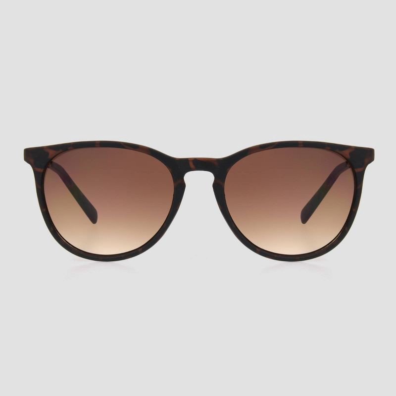 slide 1 of 2, Women's Tortoise Shell Print Plastic Round Sunglasses - Universal Thread™ Brown, 1 ct