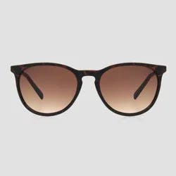 Women's Tortoise Shell Print Plastic Round Sunglasses - Universal Thread™ Brown: Scratch-Resistant, UV Protection