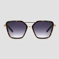 Women's Tortoise Shell Print Plastic Aviator Sunglasses - Universal Thread™ Gold: Scratch-Resistant, UV Protection
