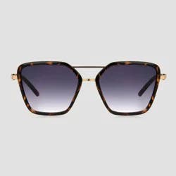 Women's Tortoise Shell Print Plastic Aviator Sunglasses - Universal Thread™ Gold: Scratch-Resistant, UV Protection