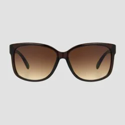 Women's Tortoise Shell Print Square Sunglasses with Gradient Lenses - Universal Thread™ Brown: Scratch-Resistant, UV Protection