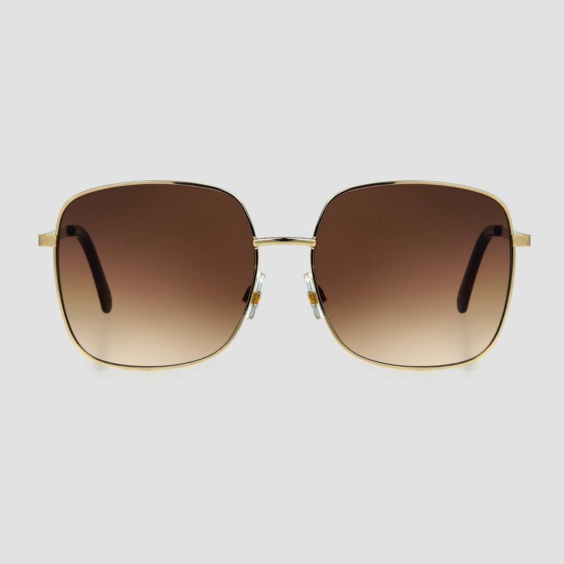 slide 1 of 2, Women's Metal Oversized Square Sunglasses - Universal Thread™ Brown: Scratch-Resistant, UV Protection, Gold Frame, 1 ct
