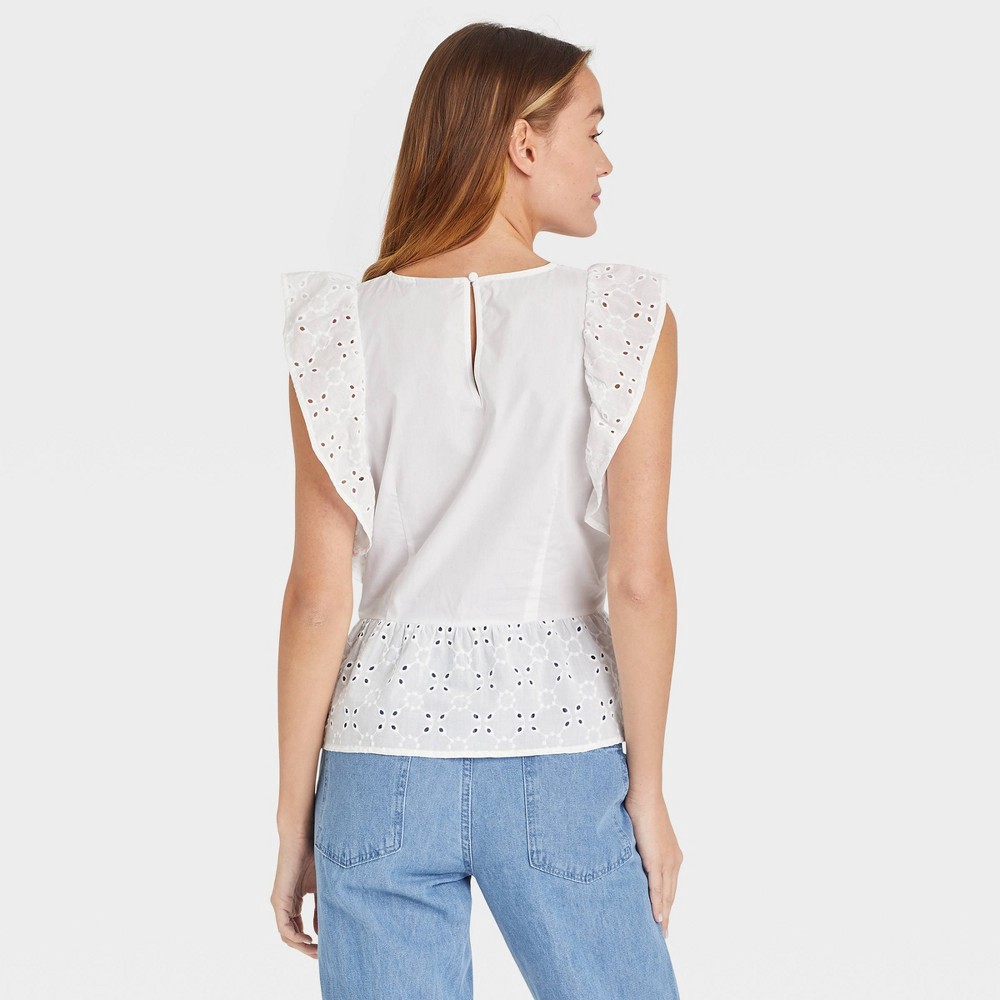 slide 2 of 3, Women's Eyelet Tank Top - Who What Wear White M, 1 ct