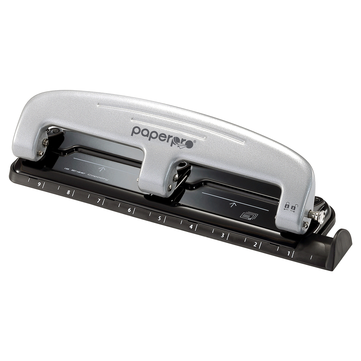 slide 4 of 6, PaperPro Three-Hole Punch Black/Silver, 1 ct