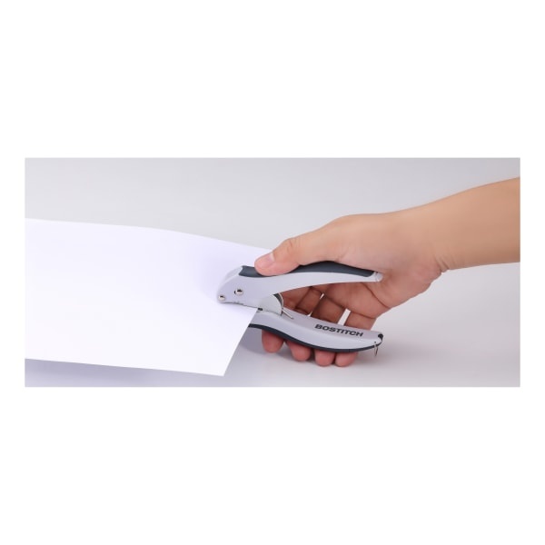 slide 2 of 7, BOSTITCH Ez Squeeze One-Hole Punch, 10 Sheet Capacity, Black/Gray, 1 ct