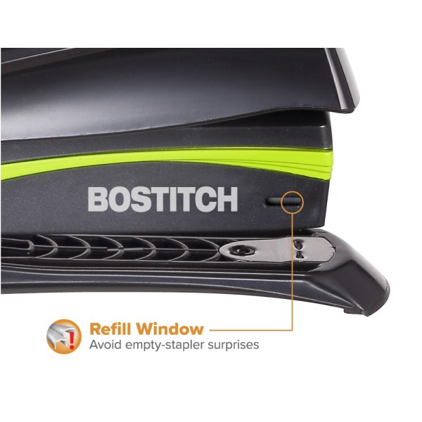slide 10 of 10, BOSTITCH Office Inspire Desktop Stapler, 3'', Black, 1 ct