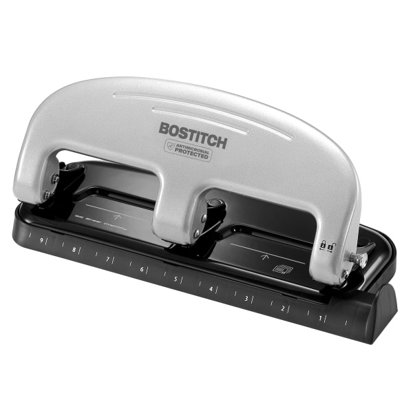 slide 2 of 10, BOSTITCH Ez Squeeze 3-Hole Punch, Black/Silver, 1 ct