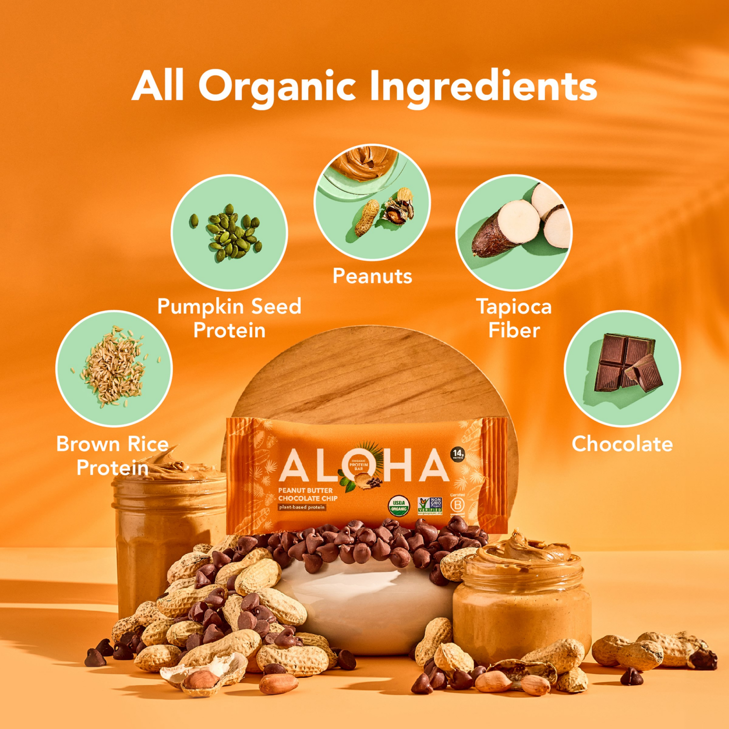 slide 6 of 7, Aloha Organic Protein Bars Peanut Butter Chocolate Chip, 5 ct; 1.98 oz