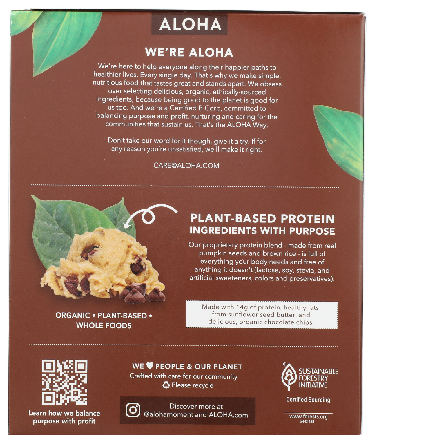 slide 2 of 2, Aloha Organic Chocolate Chip Cookie Dough Protein Bars Bars - 5 ct, 5 ct