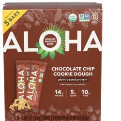 Aloha Organic Chocolate Chip Cookie Dough Protein Bars Bars - 5 ct