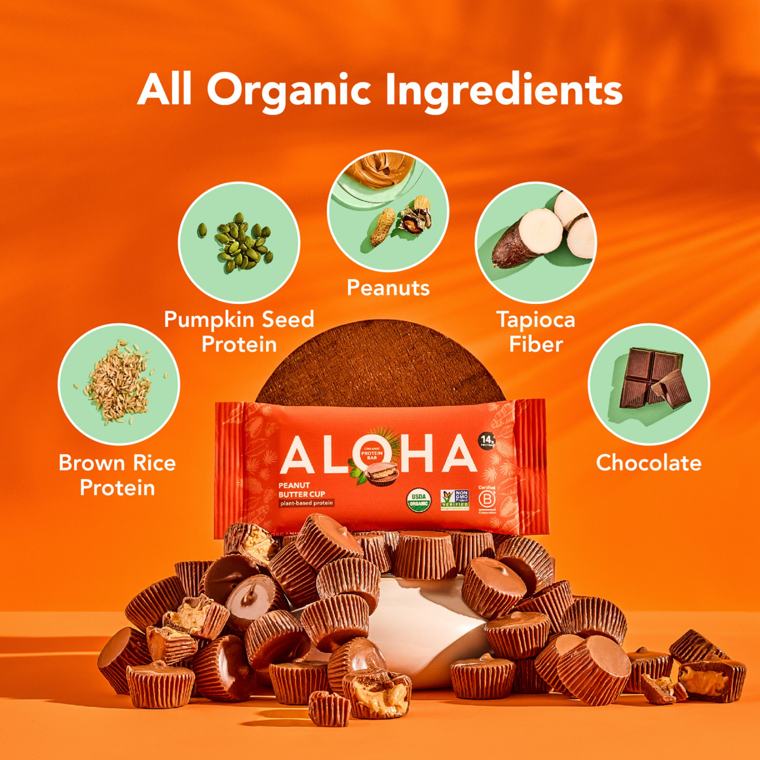 slide 6 of 7, Aloha Organic Protein Bars Peanut Butter Cup - 5 ct; 1.98 oz, 5 ct; 1.98 oz