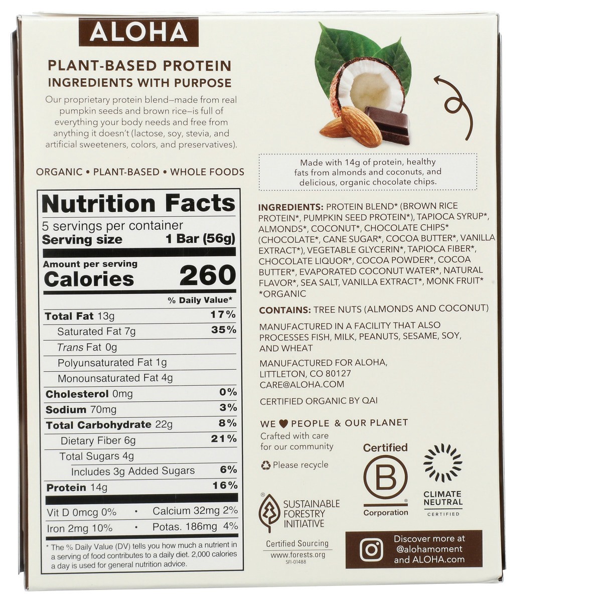 slide 5 of 5, Aloha Coconut Chocolate Almond, 5 ct