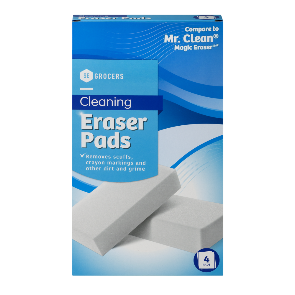 slide 1 of 1, SE Grocers Eraser Pad Cleaners, 4 ct