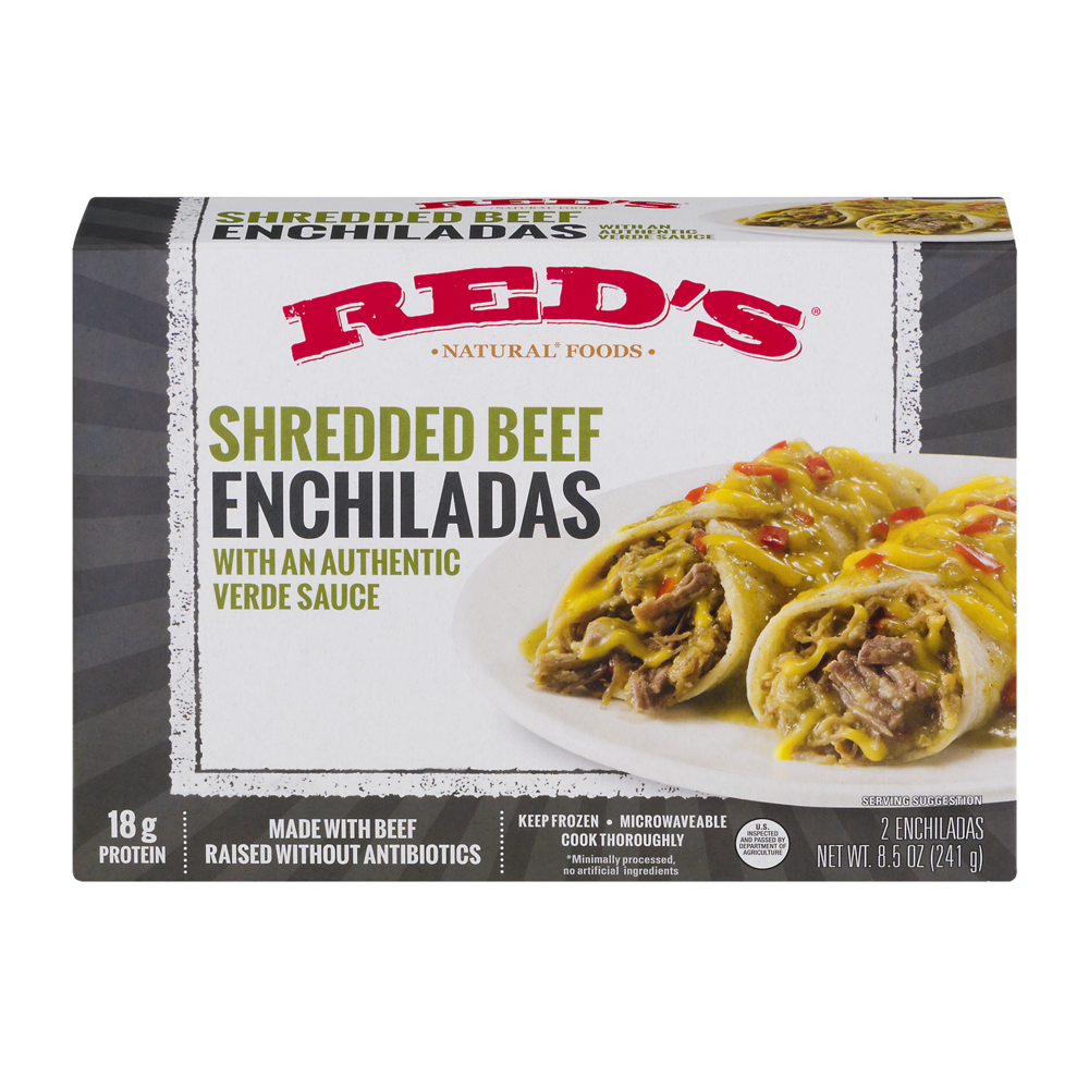 slide 1 of 1, Red's Natural Foods Shredded Beef Enchiladas, 8.5 oz