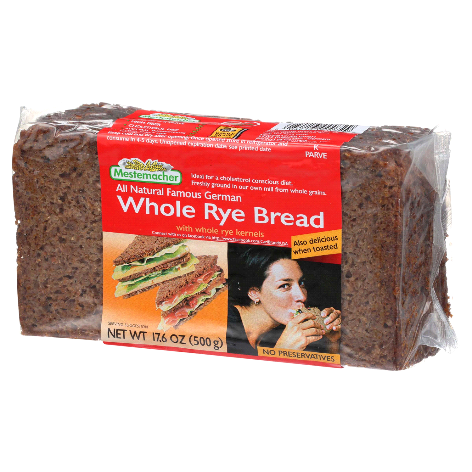 slide 3 of 4, Mestemacher Bread,Whole Rye, 17.6 oz