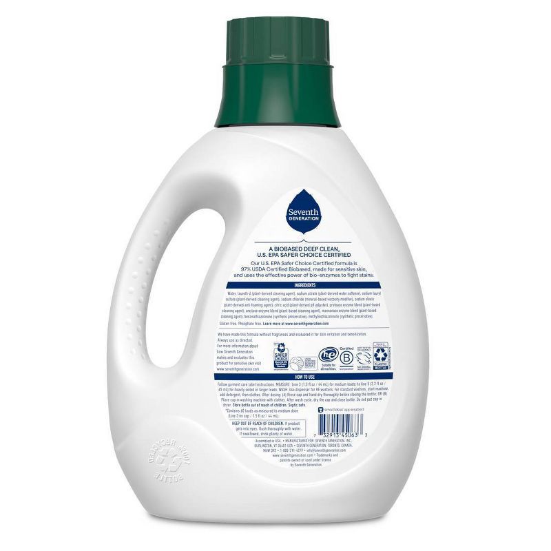 slide 3 of 8, Seventh Generation Liquid Laundry Detergent - Free & Clear - 90 fl oz, 90 fl oz