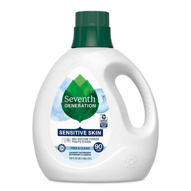 slide 2 of 8, Seventh Generation Liquid Laundry Detergent - Free & Clear - 135 fl oz, 135 fl oz
