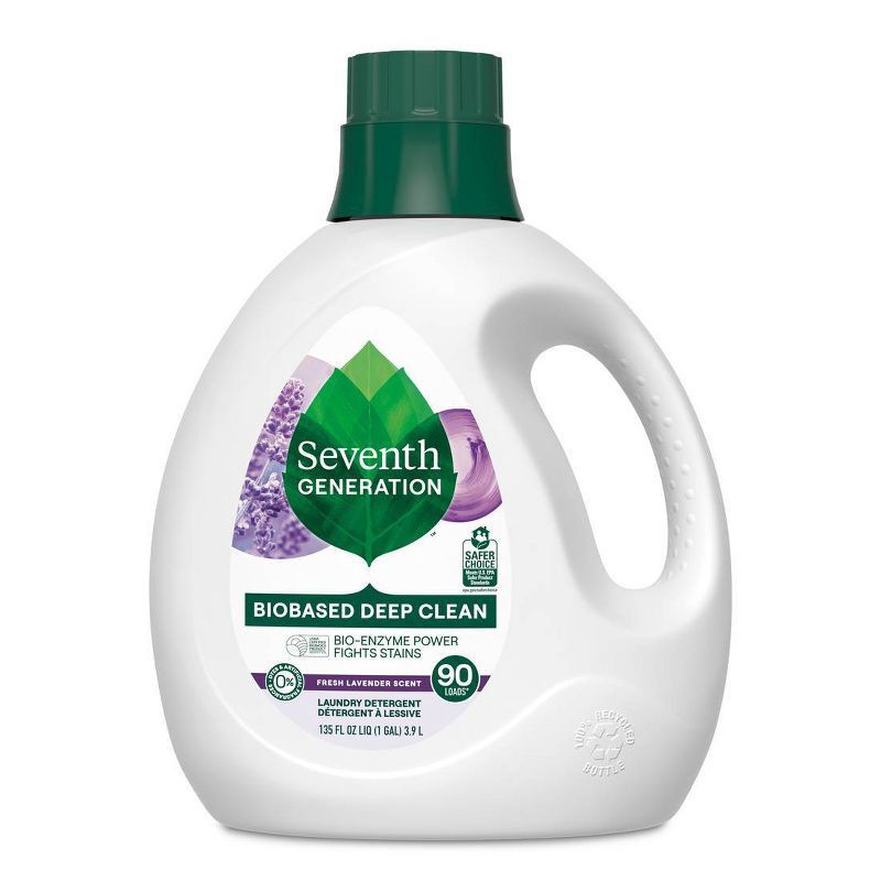 slide 2 of 8, Seventh Generation Liquid Laundry Detergent Soap - Fresh Lavender Scent - 135 fl oz: Dye & Phosphate-Free, HE Formula, 135 fl oz