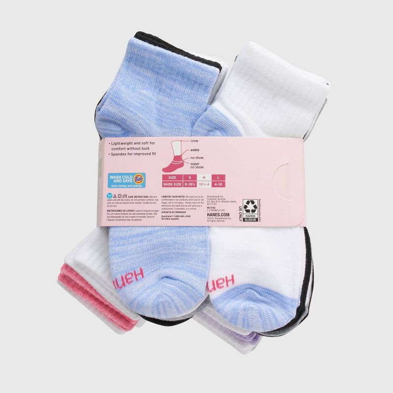 slide 3 of 4, Hanes Girls' 20pk Ankle Socks - Colors May Vary S, 20 ct