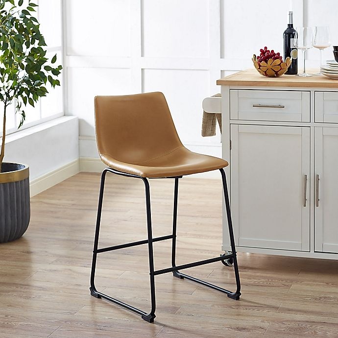 slide 8 of 8, Forest Gate Faux Leather Counter Stools - Whiskey, 2 ct