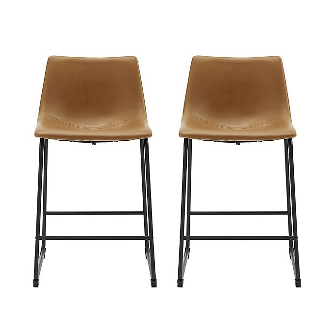 slide 5 of 8, Forest Gate Faux Leather Counter Stools - Whiskey, 2 ct