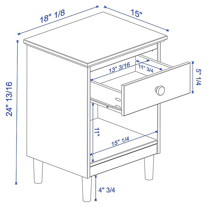 slide 8 of 8, Forest Gate Aspen 1-Drawer Solid Wood Nightstand - White, 1 ct