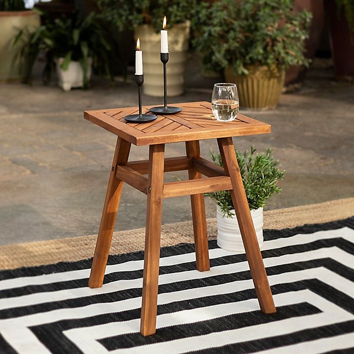 slide 1 of 7, Forest Gate Olive Acacia Outdoor Side End Table - Brown, 1 ct