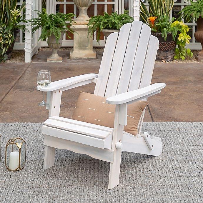 slide 1 of 8, Forest Gate Arvada Acacia Outdoor Folding Adirondack Chair - White, 1 ct