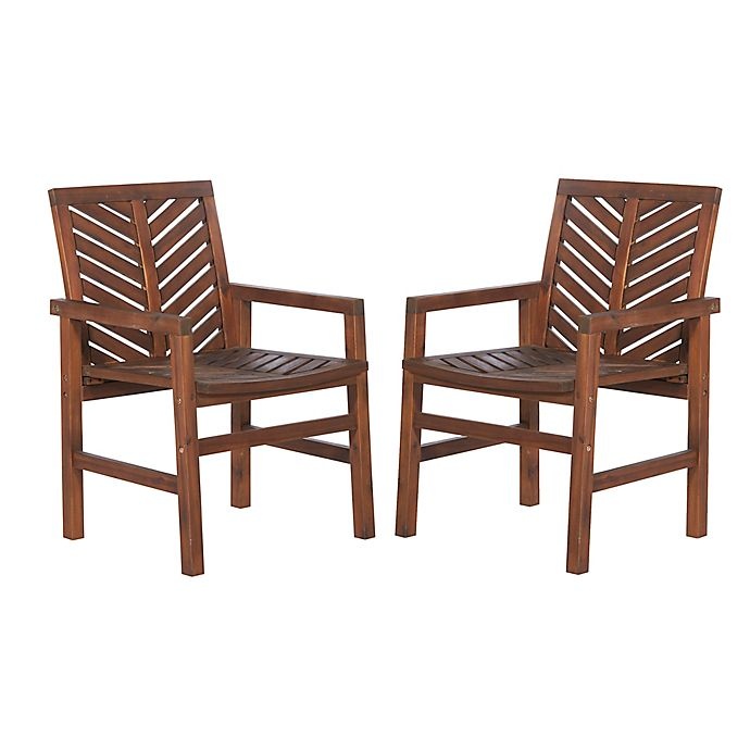 slide 4 of 10, Forest Gate Olive Acacia Wood Outdoor Chairs - Dark Brown, 2 ct