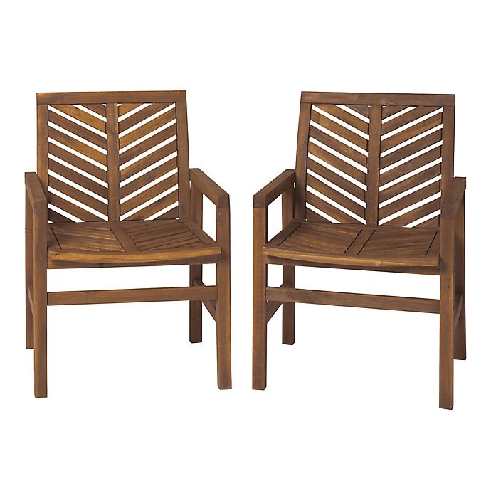 slide 7 of 10, Forest Gate Olive Acacia Wood Outdoor Chairs - Dark Brown, 2 ct