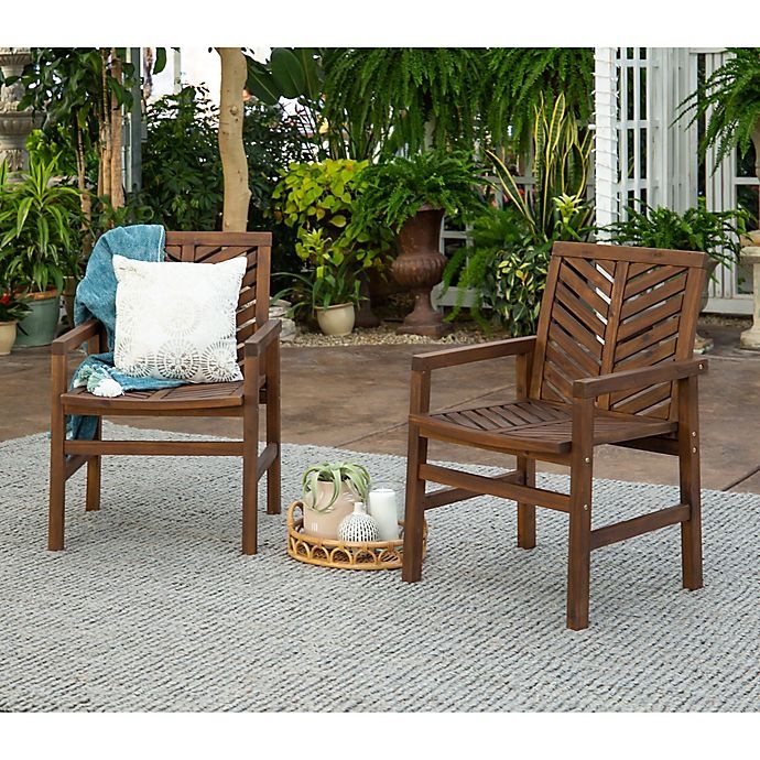 slide 10 of 10, Forest Gate Olive Acacia Wood Outdoor Chairs - Dark Brown, 2 ct