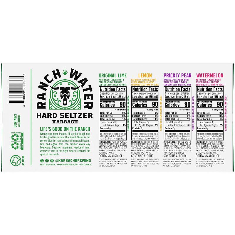 slide 9 of 9, Karbach Brewing Co. Karbach Ranch Water Hard Seltzer Variety Pack 12pk/12oz Cans, 12 ct; 12 oz