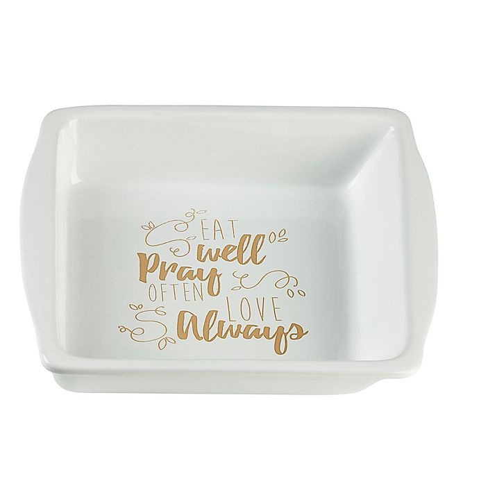 slide 2 of 2, Precious Moments Eat Well, Pray Often, Love Always" Square Brownie Pan", 9 in
