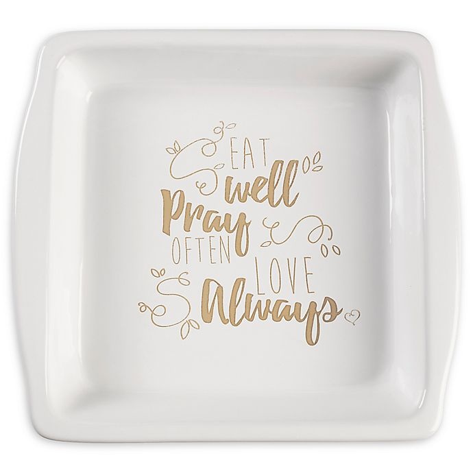 slide 1 of 2, Precious Moments Eat Well, Pray Often, Love Always" Square Brownie Pan", 9 in